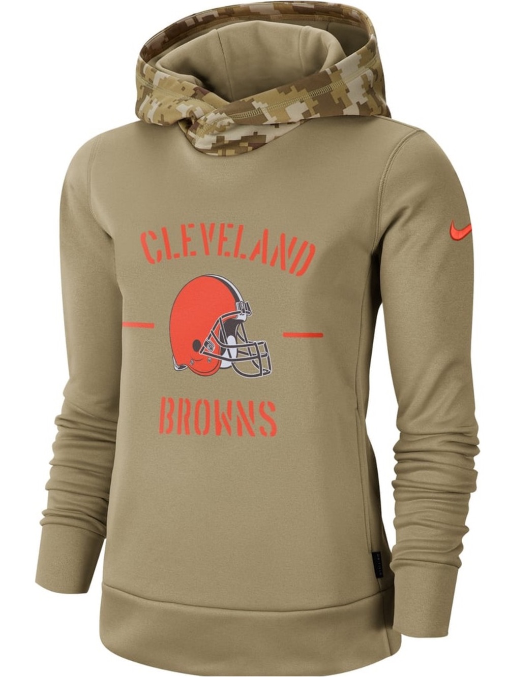 Women’s Nike NFL Cleveland Browns Military Salute Thermal Hoodie in Khaki- Small